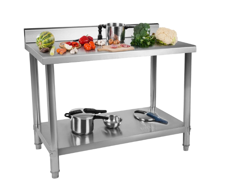 &nbsp;inox radni stol, stol od nehrđajućeg čelika, radni stol za kuhinju, profesionalni stol horeca, inox stol 120x60, ugostiteljski stol Royal Catering, stol s policom, inox stol s uzdignutim rubom, radni stol inox split, horeca oprema, stol za pripremu hrane, inox oprema za restoran, kuhinjski stol profesionalni, stol za kuhinju inox, stol Royal Catering