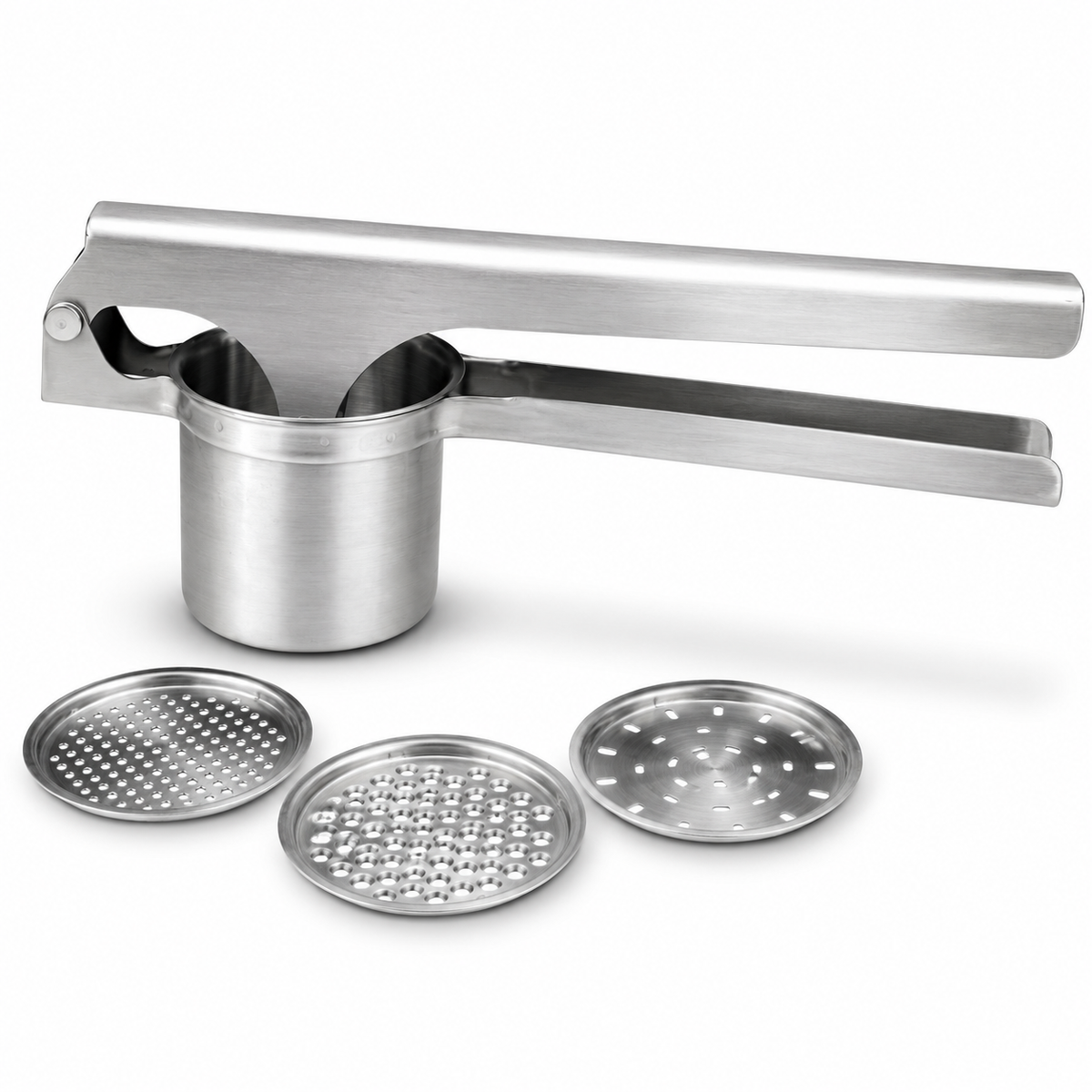 preša za krumpir, inox preša za krumpir, preša za pire, preša za krumpir s 3 nastavka, gnječilica za krumpir, ručna preša za krumpir, profesionalna preša za krumpir, preša za njoke, preša za kuhani krumpir, preša za povrće, preša za batat, preša za voće, inox gnječilica, aparat za pire krumpir, preša za domaće njoke, pribor za pripremu njoka, kuhinjska preša, preša s izmjenjivim diskovima, gnječilica za pire, profesionalni kuhinjski pribor, oprema za restorane, oprema za konobe, oprema za hotelske kuhinje, 