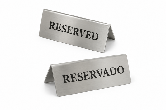 reserved oznaka, oznaka reserved, oznaka rezervirano, stolna oznaka rezervirano, inox reserved oznaka, My Bar reserved oznaka, oznaka za rezerviran stol, oznaka za restoran, oznaka za kafić, oznaka za hotel, oznaka za konobu, oznaka za beach bar, inox oznaka za stol, stolna oznaka inox, reserved table sign, znak rezervirano, rezervirano oznaka za stol, oprema za restorane, oprema za kafiće, oprema za hotele, oprema za konobe, ugostiteljska oprema Dalmacija, gastro oprema Split, oprema za restorane Dalmacija