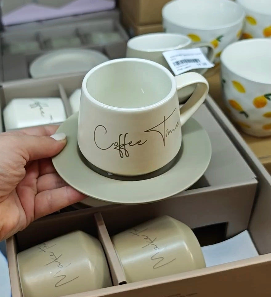 Set šalica s tanjurićima (6+6) Coffe Time - Dvije boje