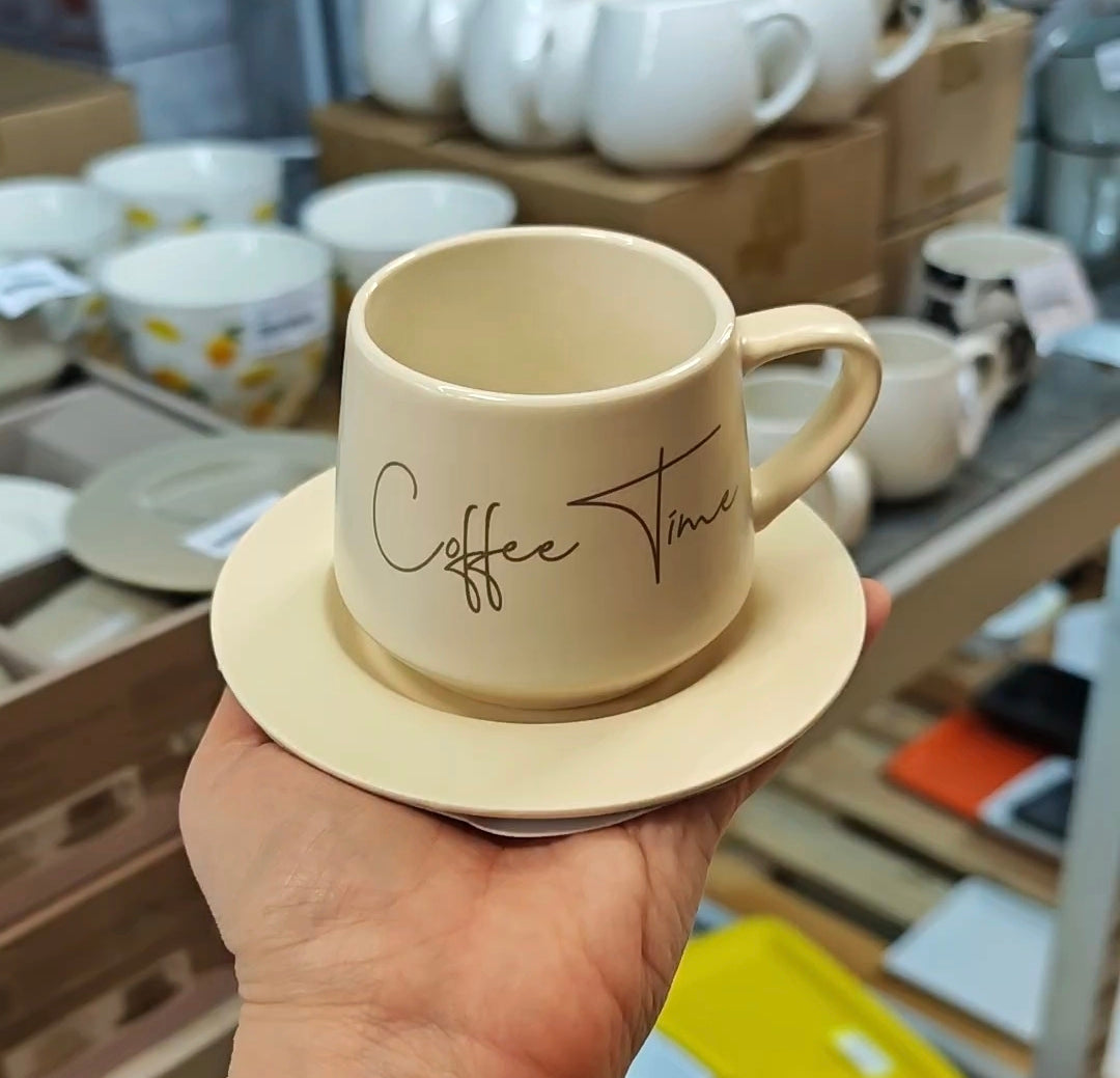 Set šalica s tanjurićima (6+6) Coffe Time - Dvije boje