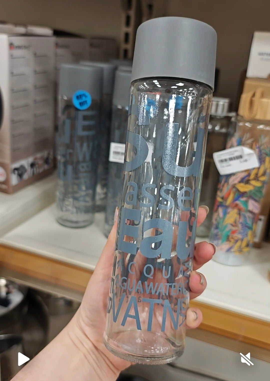 Staklena boca za vodu 550 ml – Eau 🌍