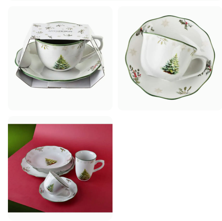 🎄 SANTA LILA šalica s tanjurićem 220 ml – porculan s božićnim motivom