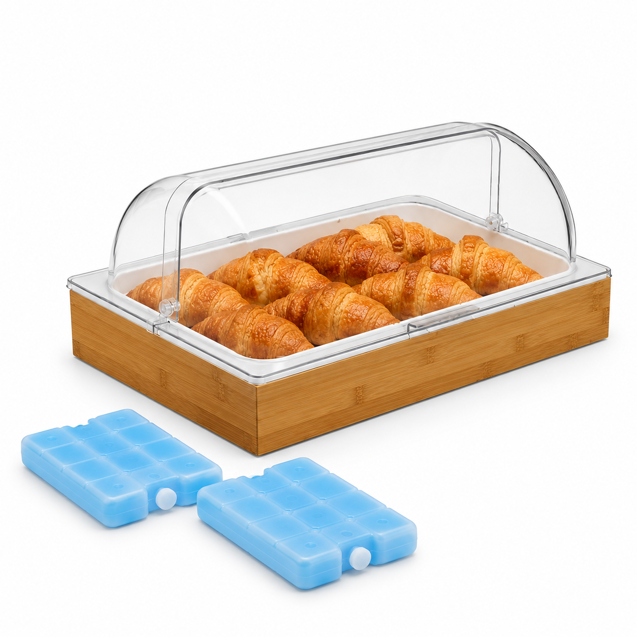 Profesionalna vitrina za hlađenje i grijanje hrane praktično je rješenje za buffet, doručak, catering, hotele, restorane i prezentaciju hrane na švedskom stolu. Dimenzija 53 × 32 cm odgovara GN 1/1 formatu, što je čini posebno praktičnom za profesionalno ugostiteljstvo.