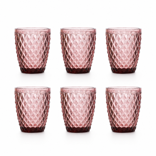 set čaša Vintage Rose, Vintage Rose čaše, La Mediterránea čaše, La Mediterránea Vintage Rose, set 6 čaša, čaše 270 ml, ružičaste čaše, roze čaše, reljefne čaše, vintage čaše, čaše za vodu, čaše za sok, čaše za limunadu, čaše za bezalkoholna pića, staklene čaše, čaše u boji, dekorativne čaše, čaše za restoran, ugostiteljske čaše, profesionalne čaše, čaše za hotele, čaše za apartmane, čaše za kuću za odmor, mediteranske čaše, španjolske čaše, čaše za serviranje, čaše za ugostiteljstvo, ugostiteljska oprema Sp