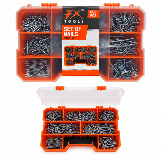 set čavala, set čavala 600 komada, čavli, čavli različitih veličina, čavli za drvo, čavli za kuću, čavli za radionicu, FX Tools, FX Tools čavli, FX Tools set, set of nails, nails set, 600 čavala, kutija čavala, asortiman čavala, čavli u kutiji, pribor za radionicu, DIY pribor, DIY set, hobi alat, kućni popravci, pribor za popravke, čavli za DIY, čavli za namještaj, čavli za drvene elemente, set za majstore, alat za kuću, čavli Split, alat Split, NIRS Split