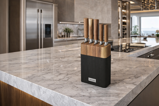 set noževa, kuhinjski noževi, set kuhinjskih noževa, noževi od nehrđajućeg čelika, drveni stalak za noževe, set noževa s postoljem, Klausberg noževi, Klausberg KB-7981, noževi s drvenom ručkom, akacija drvo noževi, premium set noževa, poklon set noževa, noževi za kuhinju, kuhinjski pribor, set noževa za dom, moderan set noževa, profesionalni kuhinjski noževi, nož za kruh, kuharski nož, set noževa 6 komada, stalak za noževe drveni, elegantni kuhinjski noževi, noževi za svakodnevnu upotrebu, poklon za kuhinju