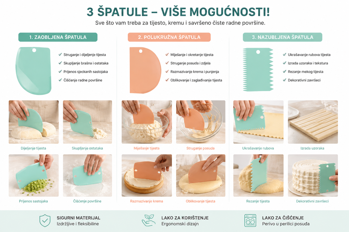 set špatula za tijesto, slastičarske špatule, strugač za tijesto, špatula za kolače, špatula za kremu, alat za oblikovanje tijesta, set za slastičarstvo, pribor za pečenje, strugač za radnu površinu, špatula za pizzu, špatula za kruh, nazubljena špatula, plastični strugač za tijesto, strugač za zdjelu, špatula za glazuru, alat za ukrašavanje torti, pribor za pekarnice, oprema za slastičarnice, ugostiteljska oprema Split, slastičarski pribor Dalmacija, alat za fondant, špatula za čokoladu, pribor za izradu p