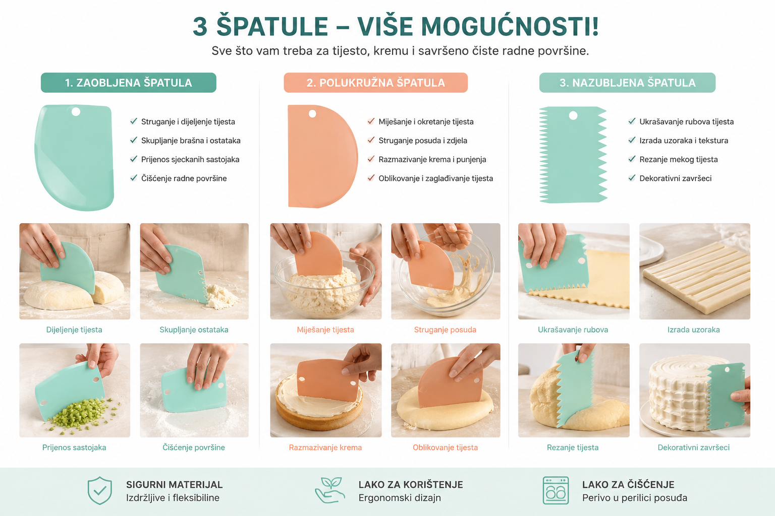 set špatula za tijesto, slastičarske špatule, strugač za tijesto, špatula za kolače, špatula za kremu, alat za oblikovanje tijesta, set za slastičarstvo, pribor za pečenje, strugač za radnu površinu, špatula za pizzu, špatula za kruh, nazubljena špatula, plastični strugač za tijesto, strugač za zdjelu, špatula za glazuru, alat za ukrašavanje torti, pribor za pekarnice, oprema za slastičarnice, ugostiteljska oprema Split, slastičarski pribor Dalmacija, alat za fondant, špatula za čokoladu, pribor za izradu p