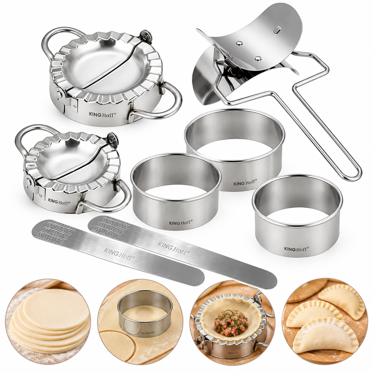 set za raviole, kalup za raviole, set za pancerote, kalup za pancerote, set za empanade, dumpling maker, kalup za dumplingse, Kinghoff KH-1641, set za punjena tijesta, inox kalup za tijesto, rezač za tijesto, okrugli rezači tijesta, ravioli maker, pribor za tjesteninu, domaći ravioli, izrada raviola, pribor za pancerote, kalup za empanade, kuhinjski pribor, profesionalni kuhinjski pribor, inox kuhinjski pribor, oprema za restorane, ugostiteljska oprema, NIRS Oprema, NIRS Split, kuhinjska oprema Split, ugost