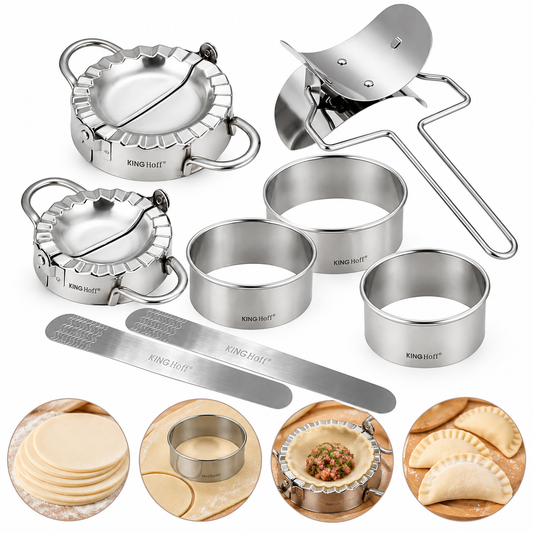 set za raviole, kalup za raviole, set za pancerote, kalup za pancerote, set za empanade, dumpling maker, kalup za dumplingse, Kinghoff KH-1641, set za punjena tijesta, inox kalup za tijesto, rezač za tijesto, okrugli rezači tijesta, ravioli maker, pribor za tjesteninu, domaći ravioli, izrada raviola, pribor za pancerote, kalup za empanade, kuhinjski pribor, profesionalni kuhinjski pribor, inox kuhinjski pribor, oprema za restorane, ugostiteljska oprema, NIRS Oprema, NIRS Split, kuhinjska oprema Split, ugost