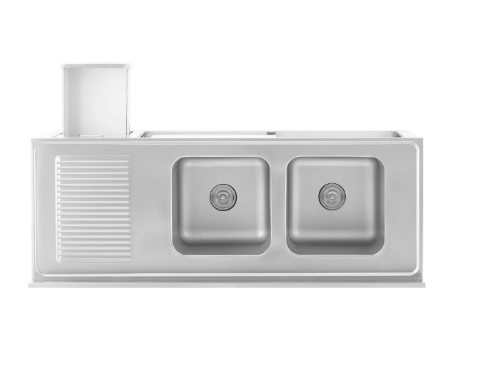 Profesionalni inox sudoper s ormarićem i 2 umivaonika – Royal Catering 160×60 cm 🧼