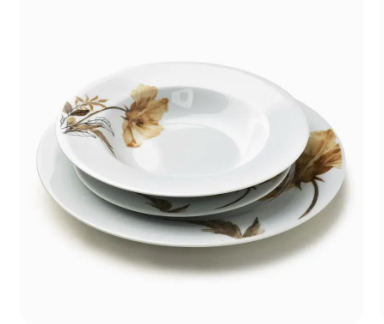 Set 18 tanjura Beige Leaf