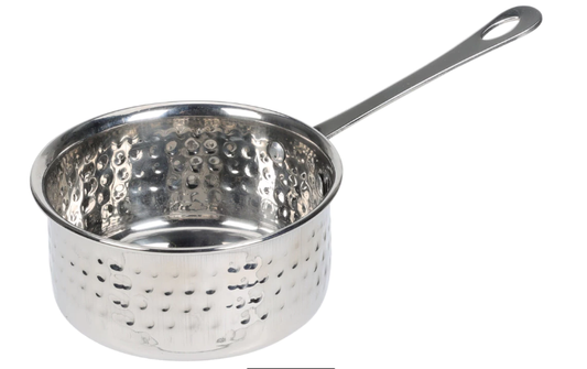 Servirna poudica s ručkom - Inox Hammered - 12 cm