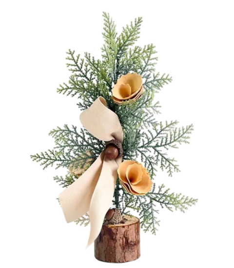 🎄 Božićno drvce na drvenom postolju – dekoracija za stol