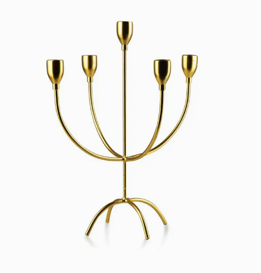 zlatni svijećnjak, 5-kraki svijećnjak, Mondex Home CEDRIC GOLD, dekorativni svijećnjak za stol, metalni svijećnjak, klasična dekoracija, svijećnjak za restoran, elegantni svijećnjak, svijećnjak za pet svijeća, svečana dekoracija stola, zlatni držač za svijeće, svijećnjak 32 cm, wedding centerpiece, EAN 5902643393493